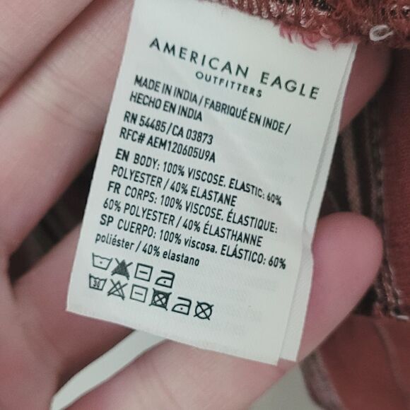 New American Eagle Striped Smocked Ruffle Tank Size Medium NWT - Picture 5 of 6